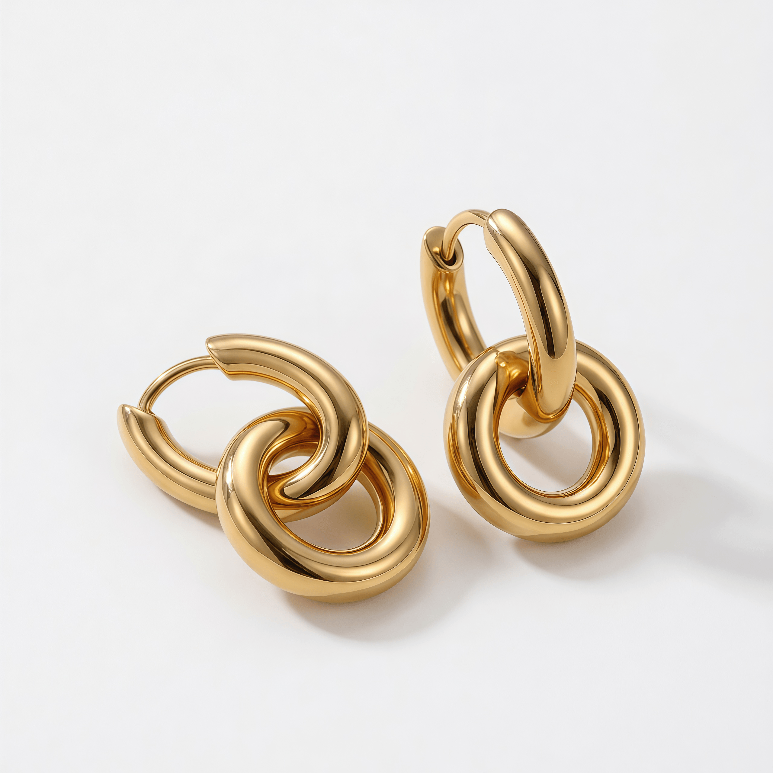 Aretes Doble Aro Dorado - Vista 2