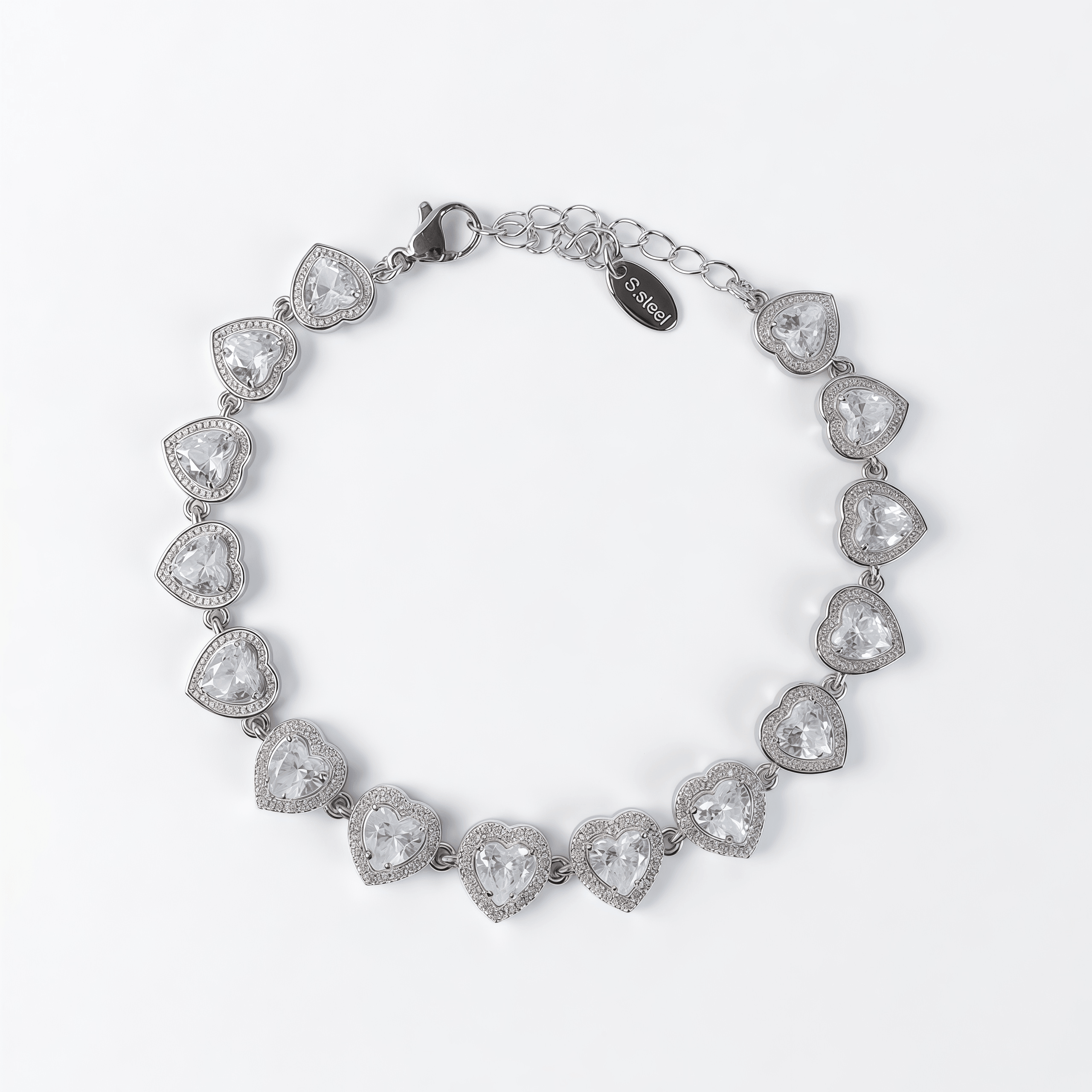 Pulsera Corazones Glam / plateada