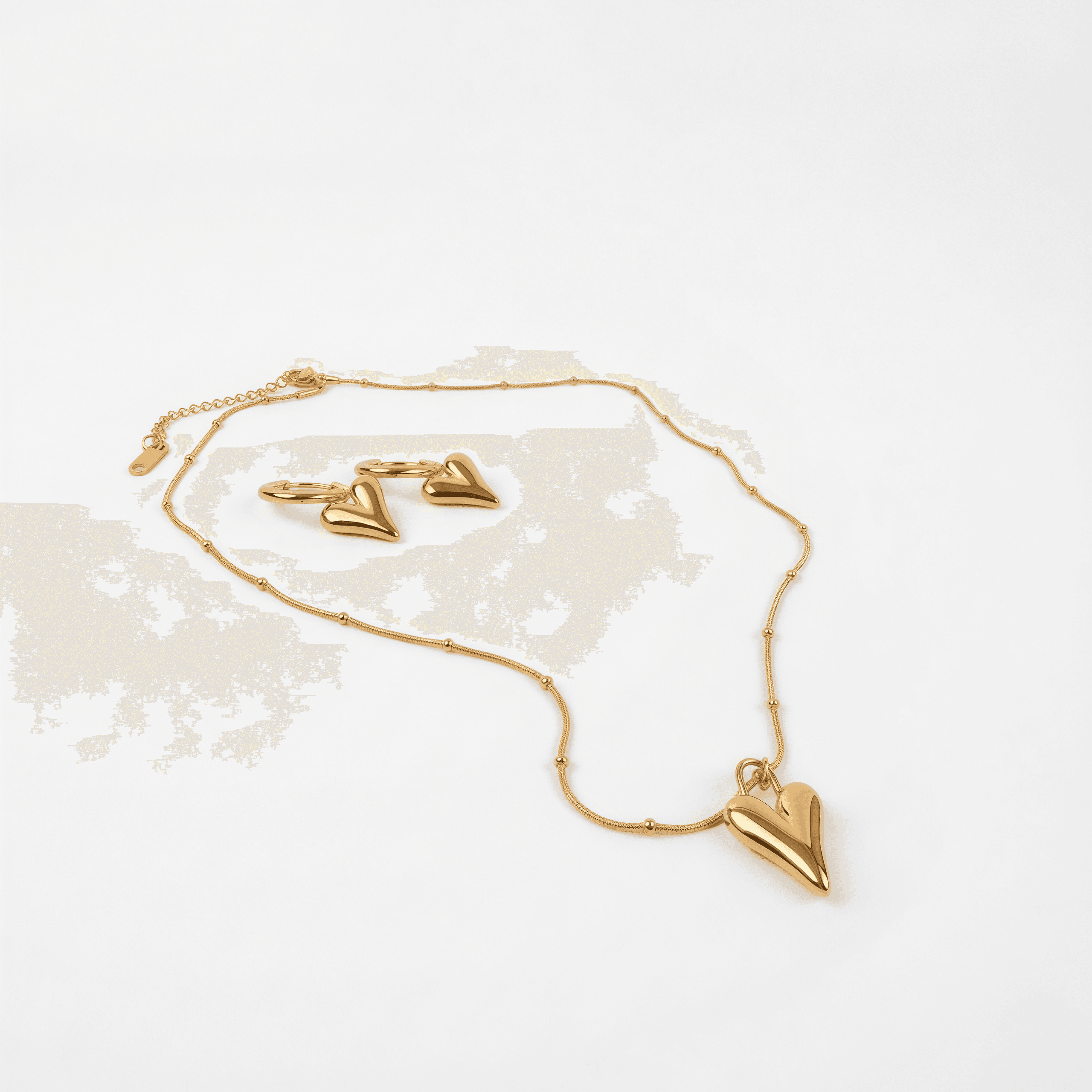 Set collar corazón grande + aretes - Vista 3