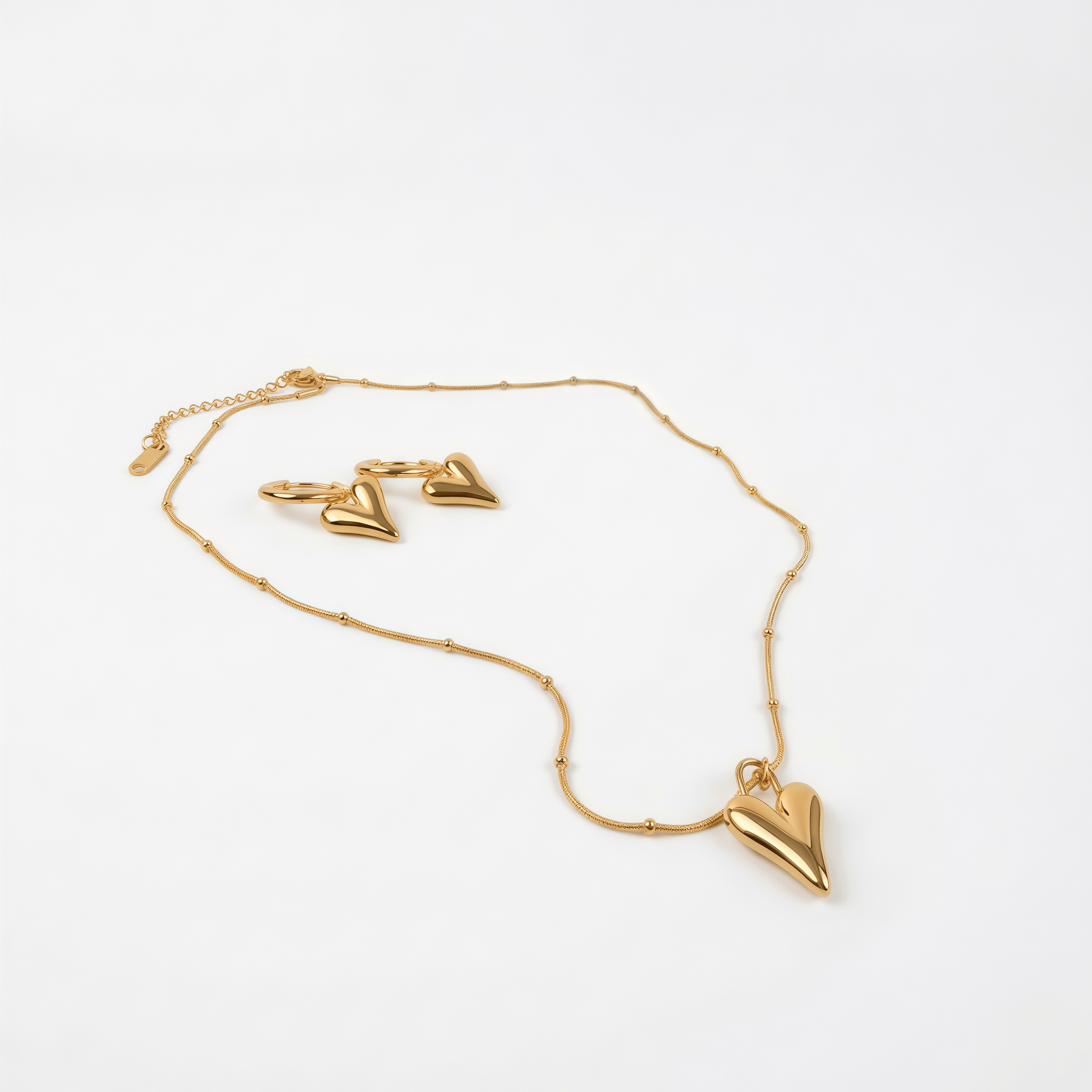 Set collar corazón grande + aretes - Vista 3