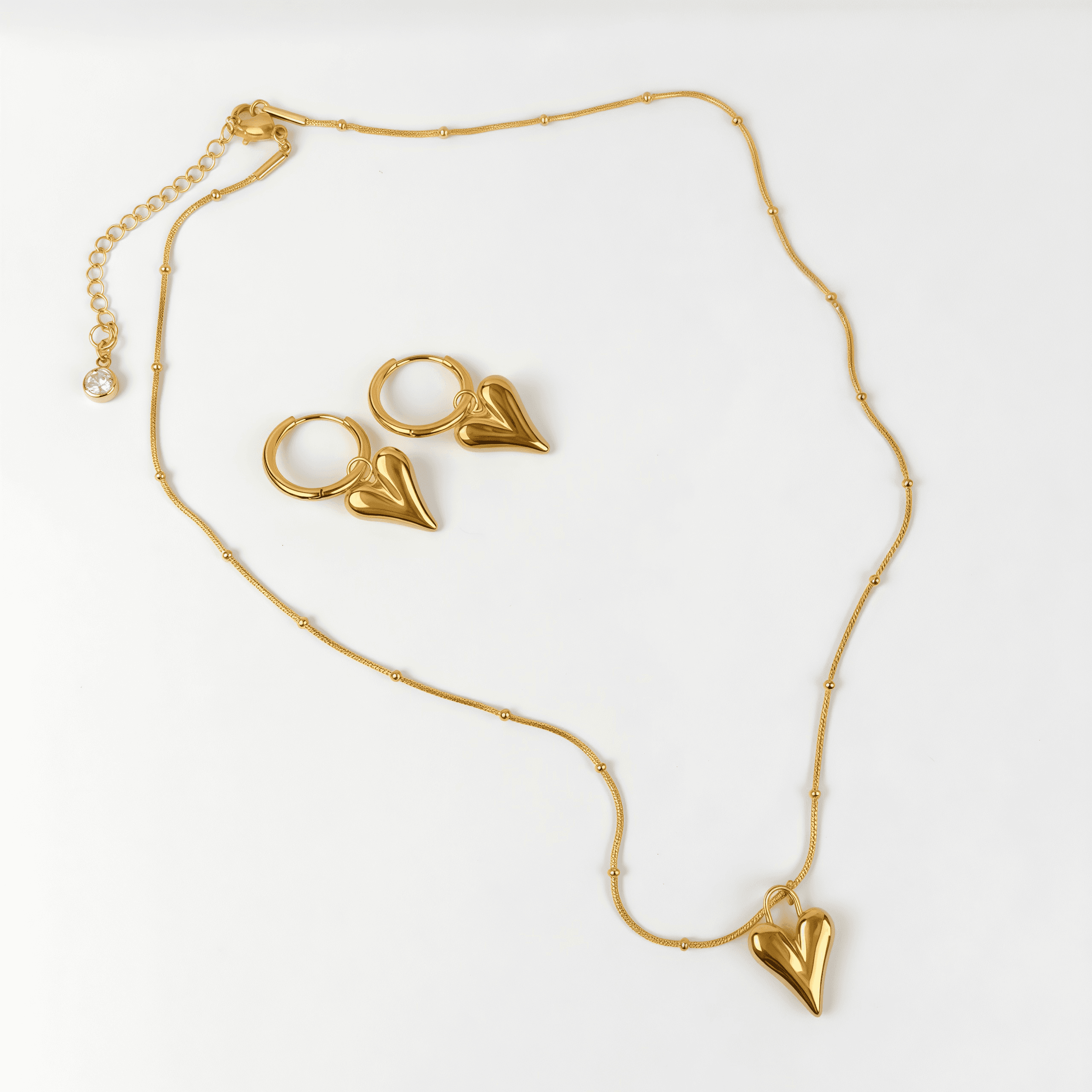 Set collar corazón grande + aretes - Vista 1