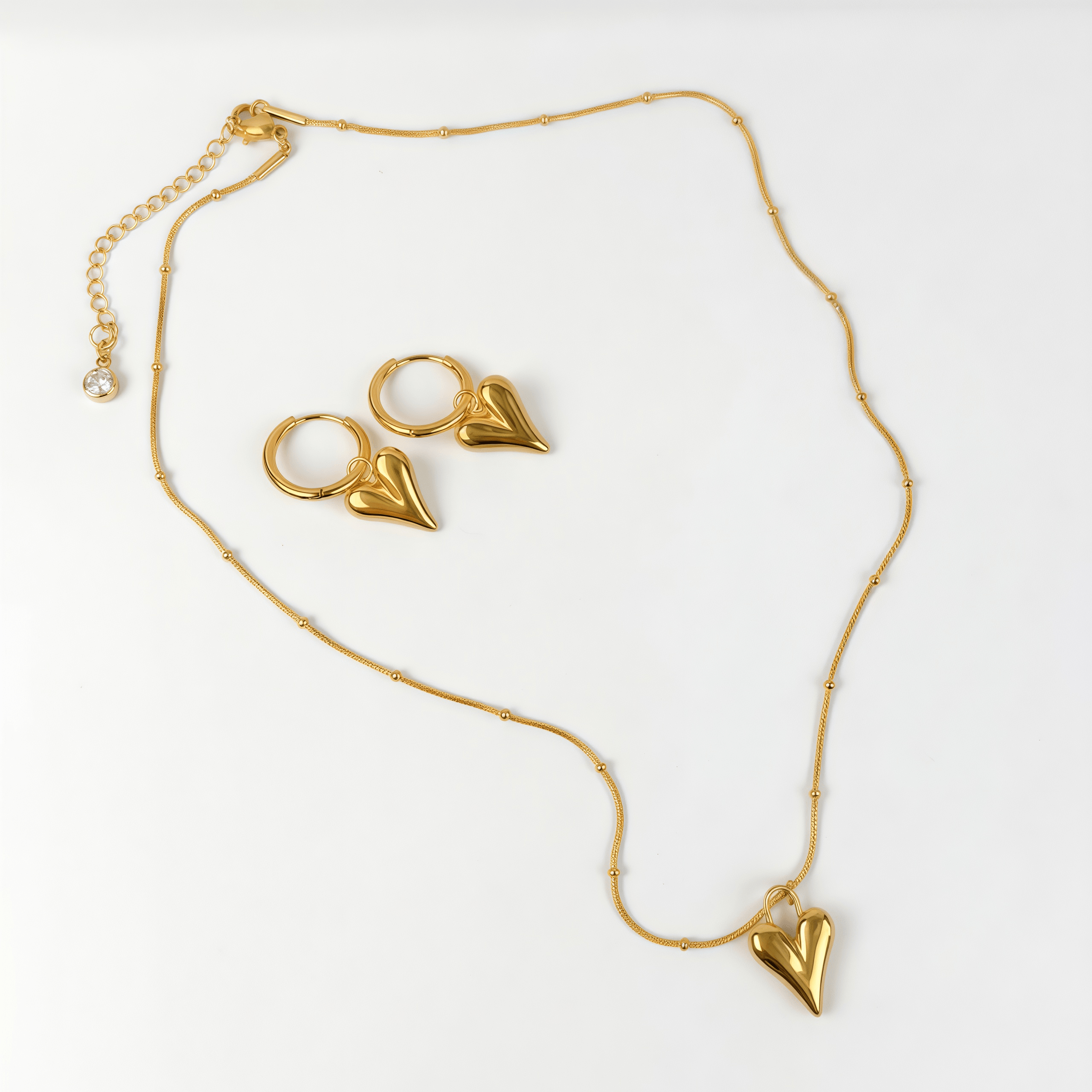 Set collar corazón grande + aretes - Vista 1