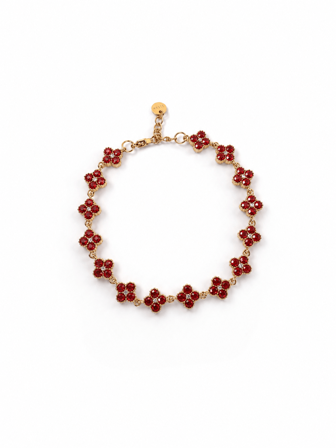 Pulsera Trébol de Cristal Roja