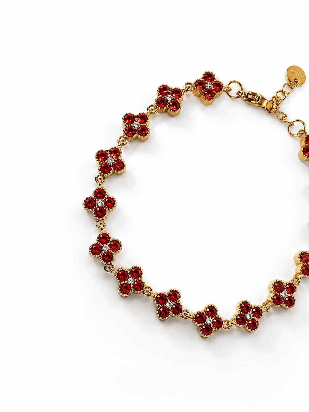 Pulsera Trébol de Cristal Roja - Vista 2